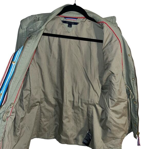 Tommy Hilfiger Canvas Full Zip Military Style Jacket in Light Olive Green - Picture 3 of 9